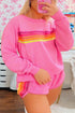 Striped Accent Pullover and Shorts Two Piece Casual Set